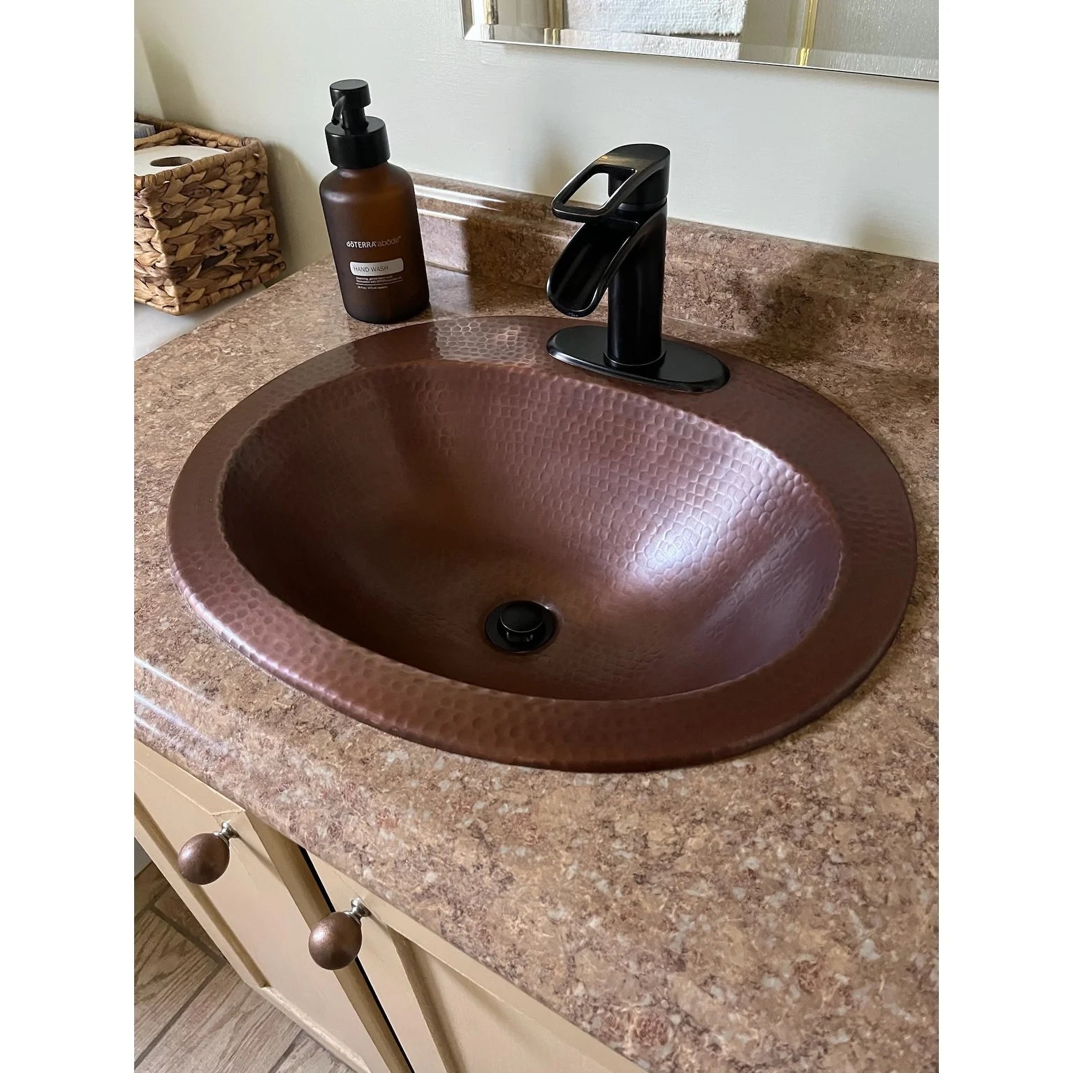 Sinkology BOD-0903BC Seville Drop with Bath Sink, 4 In-Faucet Holes and Overflow, Aged Copper