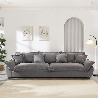 125.98 Inch Sailing Design Modular Sectional Cloud Sofa with Storage, Modern Deep Seat Couch w/Throw Pillows & Removable Backrest for Living Room Bedroom Apartment,Grey