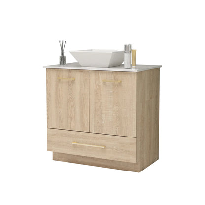 OXYLIFE 30 inch Bathroom Vanity Storage Cabinet with Sink for Bathroom, Oak