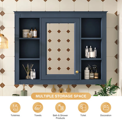 Euroco Wall Mounted Bathroom Mirror Cabinet Triple Door Vanity Storage with Concealed Shelves, Modern Design, Durable Construction, Easy Assembly