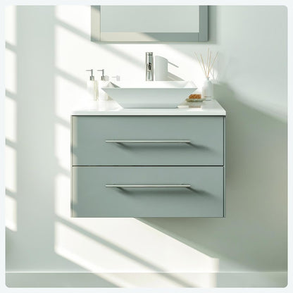 Totti Wave 24" Espresso Modern Bathroom Vanity w/Super White Man-Made Stone Top & Sink