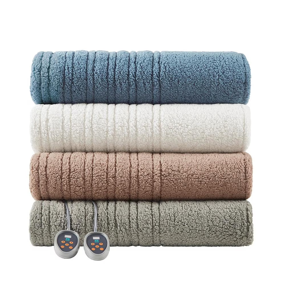 True North by Sleep Philosophy Sherpa Fabric King Heated Blanket in Gray
