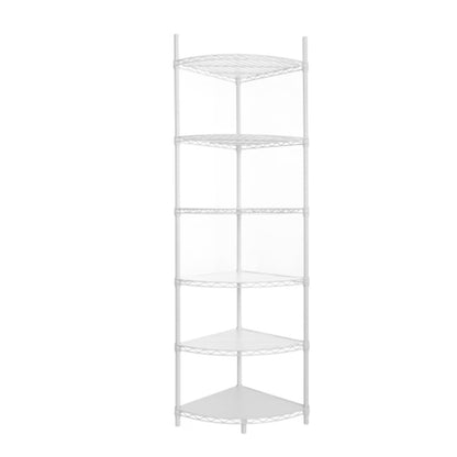 6 Tier Corner Storage Shelves, Wire Shelving Unit, Adjustable Metal Heavy Duty Free Standing Corner Storage Display Chrome Rack for Laundry Bathroom Kitchen Pantry Closet, Chrome