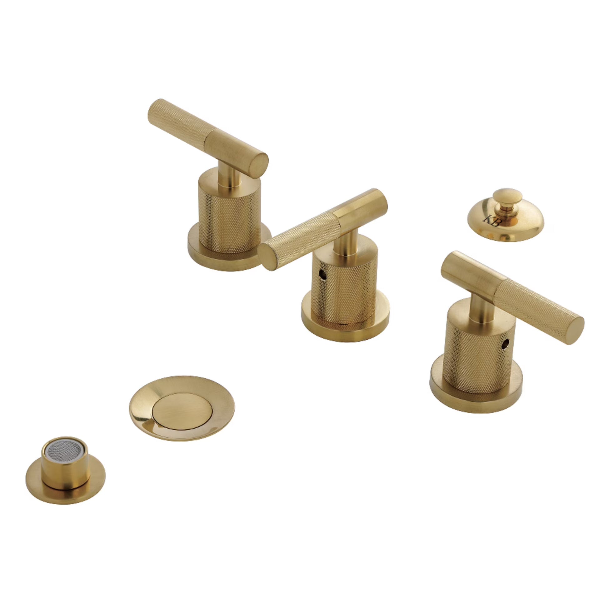 Kingston Brass KB6320KNL Convergent Three-Handle Bidet Faucet with Knurled Handle and Brass Pop-Up, Matte Black