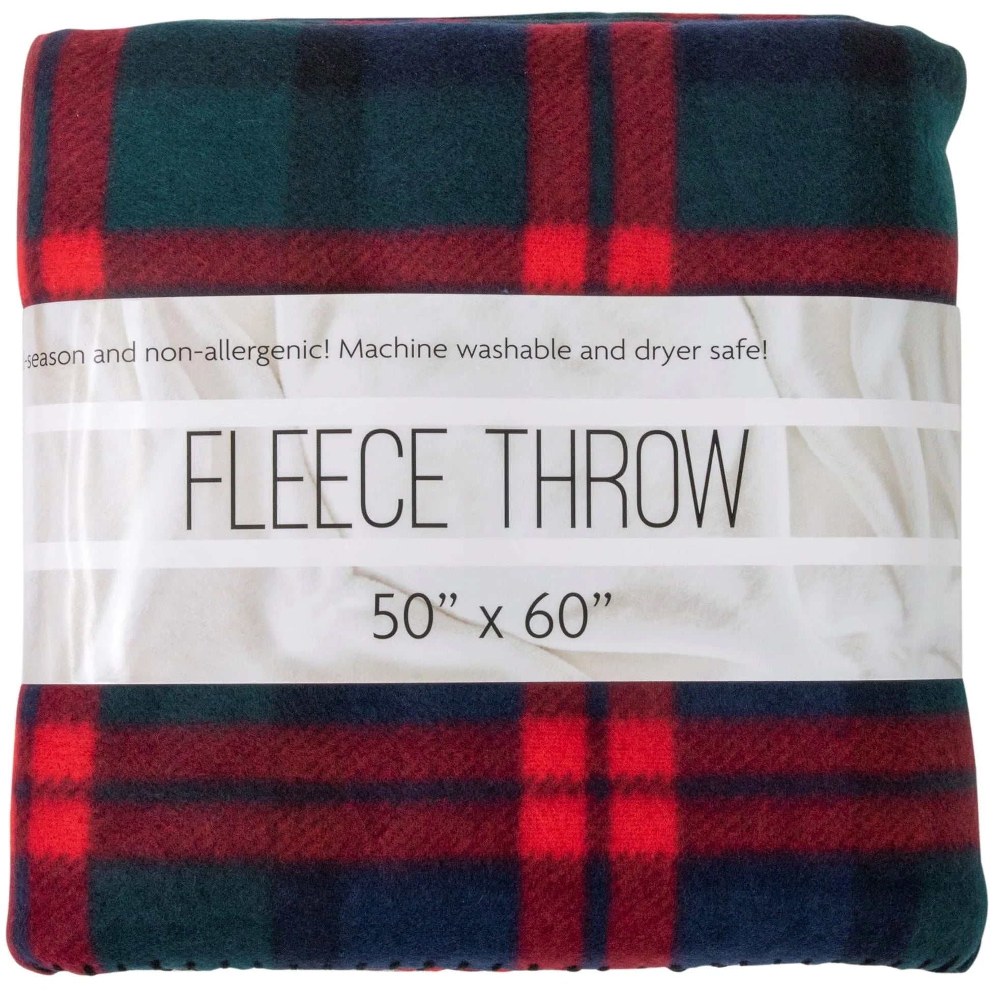 Single Plaid Color 60?L x 50 in. W Fleece Throw Blanket for Fall, Winter, Spring, Summer, Men, Women, Children & Pets in Red & Green Plaid