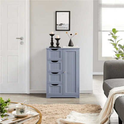 Easyfashion Wooden Bathroom Cabinet Bathroom Storage Unit with 4 Drawers, Gray