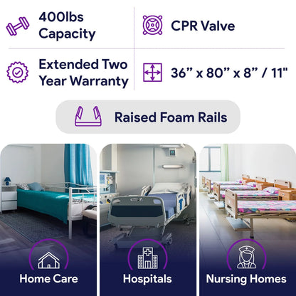 Proheal Low Air Loss Alternating Pressure Air Mattress with Pump - 3" Foam Base - 36° x 80° x 8"