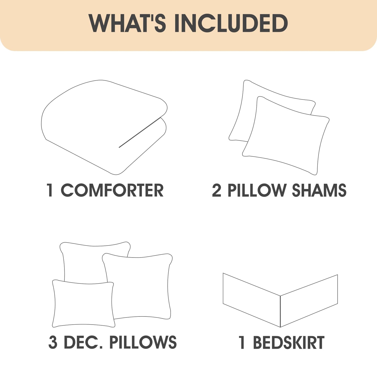 Lanco Striped 7 Piece Taupe Comforter Set, King Size Microfiber Bedding, All Season Bedding Set, Bed Skirt, Pillows & Shams
