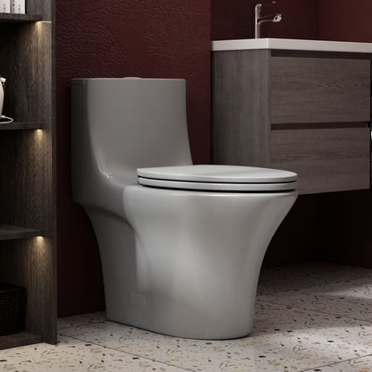 Albriya A1878 Modern One Piece Toilet, Standard Bathroom Toilet Power Dual Flush 1.1/1.6 GPF with Comfortable Seat ADA Height 16 1/2’ 12’Rough-In, MaP 1000g, Glossy White
