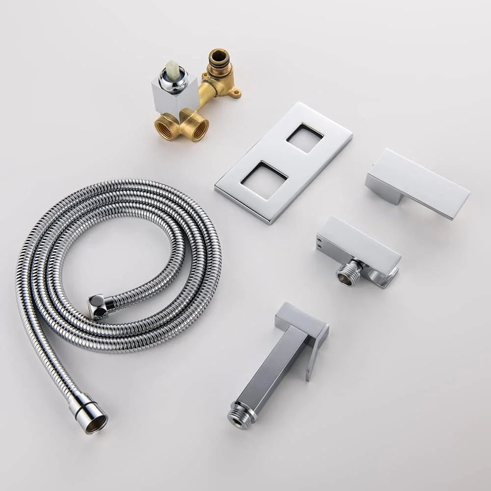 Hand Held Bidet Faucet for Toilet, Wall Warm Water Faucet Sprayer Kit with Hot and Cold Water Portable Single Handle Concealed Cloth Diaper Shower Attachment