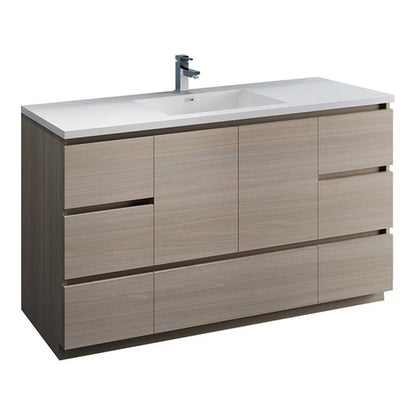 Fresca Lazzaro 60" Rosewood Free Standing Modern Bathroom Cabinet w/Integrated Single Sink