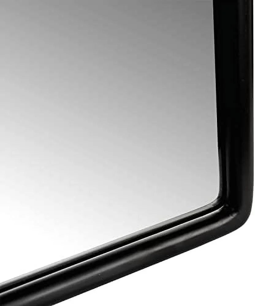 Farmhouse Medicine Cabinet Mirror with Wood Frame - Recessed & Wall Mount Bathroom Storage, 3 Shelves, 16x24 Inch (Black)