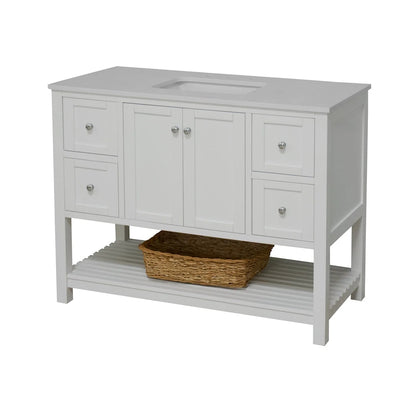 Lakeshore 48" Bathroom Vanity with White Cabinet and Engineered White Top
