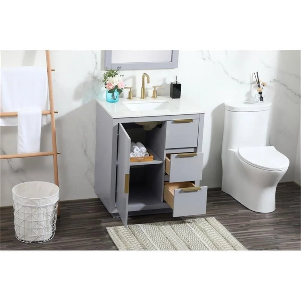 Elegant Kitchen and Bath 30 Inch Single Bathroom Vanity In Grey