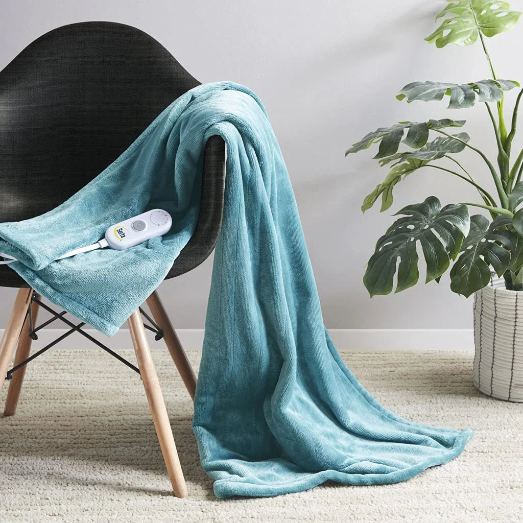 Serta Parsa Heated Throw Blanket, Electric, Multi Heat Level, Charcoal Gray, 77" X 84"