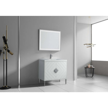 Tennant Brand 24" Modern White Bathroom Vanity with White Acrylic Top