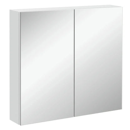 Barara King Bathroom Mirrored Cabinet, 24"x22" Steel Frame Medicine Cabinet, Wall-Mounted Storage Organizer with Double Doors, White