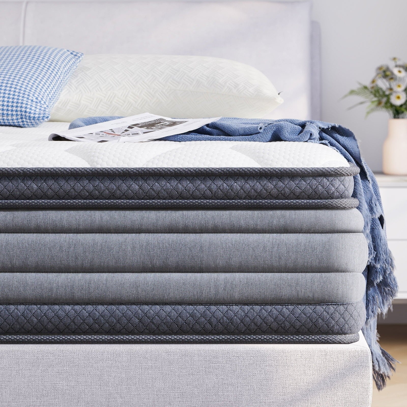 King Size Mattress, Madinog 12" Hybrid Gel Memory Foam Individually Pocket Innerspring Mattress, King