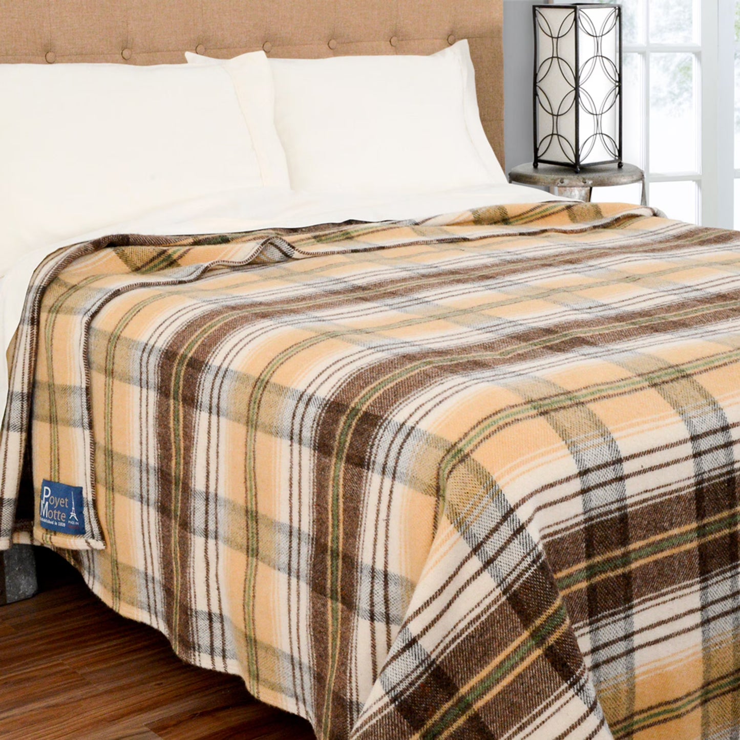 Chevreuse Wool Blend Plaid Washable King Blanket, Yellow