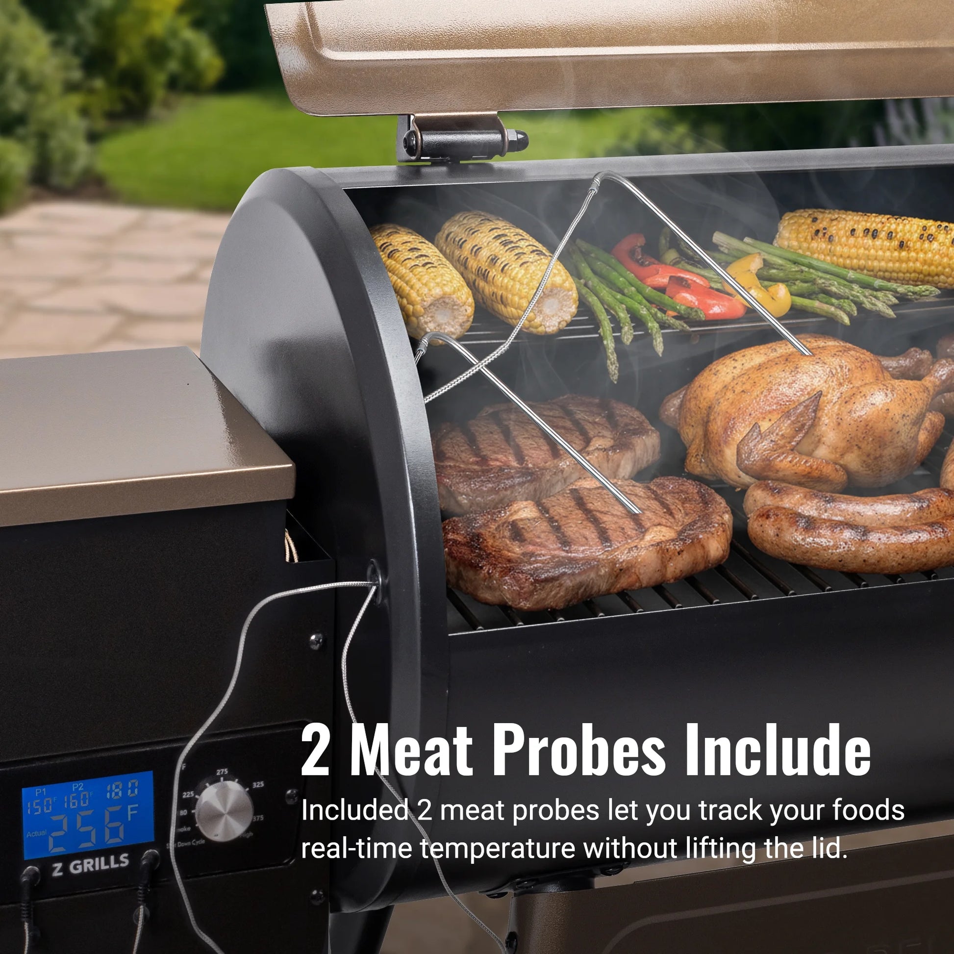 Z GRILLS Grill Elite ZPG-550B4 549 sq.in Wood Pellet Grill & Smoker, Latest PID 3.0 Controller, 2 Meat Probes, Auto Temperature Control, 8 in 1 BBQ- Bronze