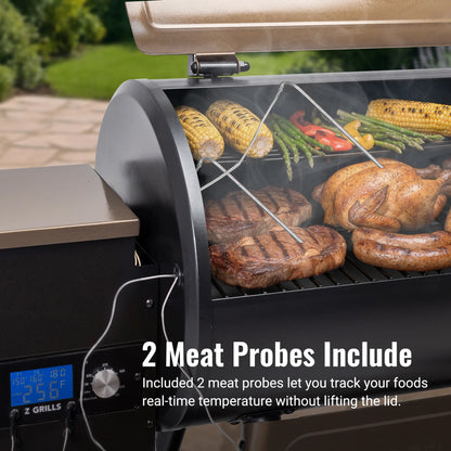 Z GRILLS Grill Elite ZPG-550B4 549 sq.in Wood Pellet Grill & Smoker, Latest PID 3.0 Controller, 2 Meat Probes, Auto Temperature Control, 8 in 1 BBQ- Bronze