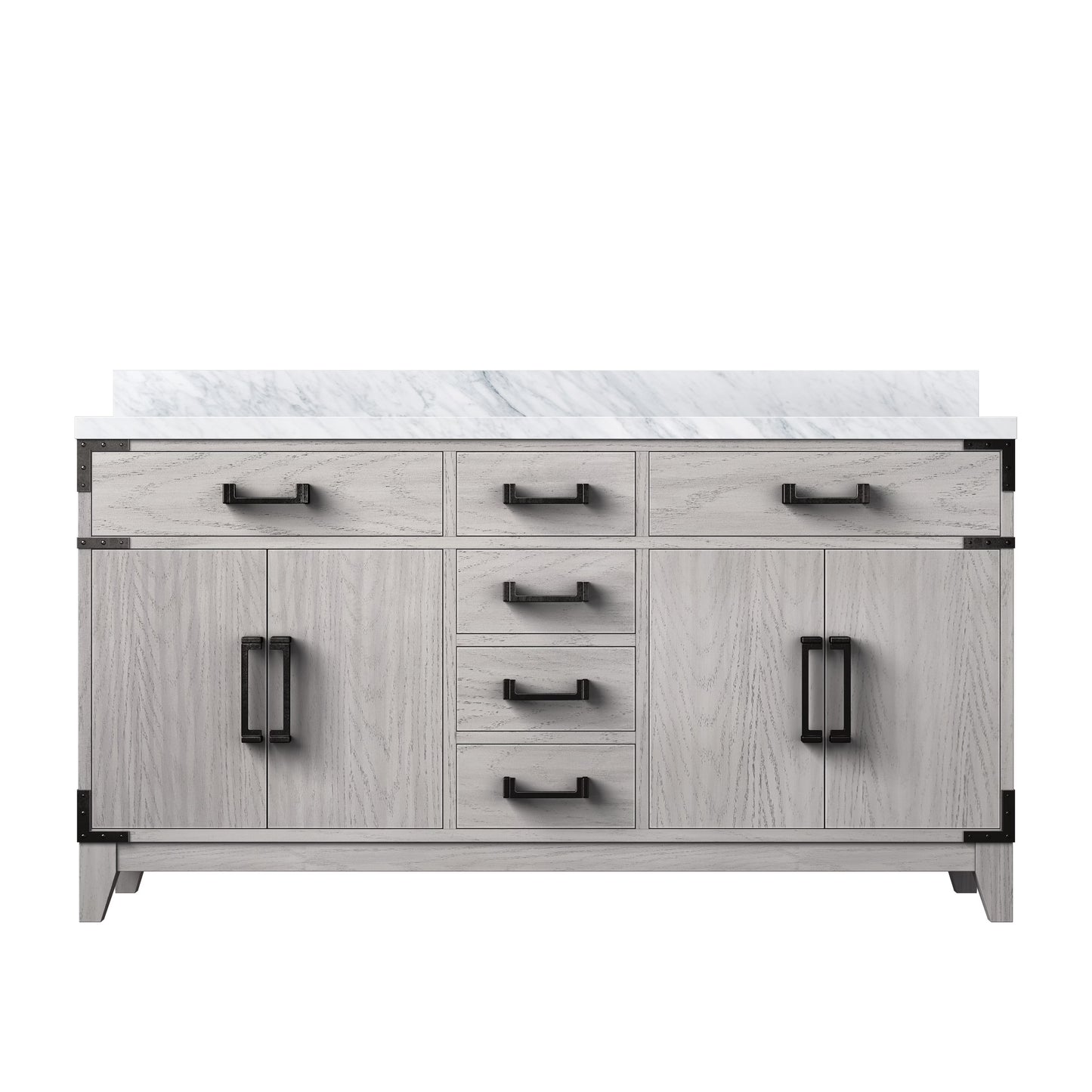 Laurel 60 in W x 22 in D White Oak Double Bath Vanity and Carrara Marble Top