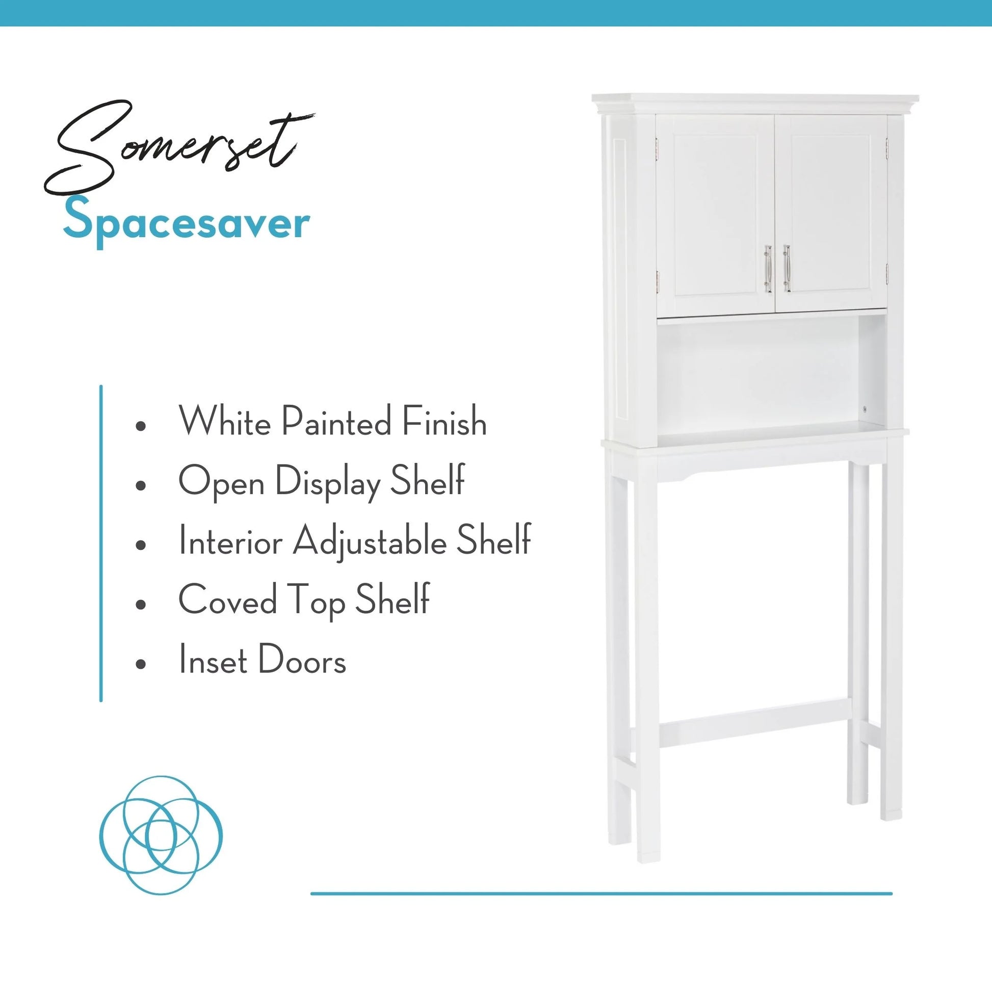 RiverRidge Somerset Over the Toilet Bathroom Spacesaver Medicine Cabinet Shelf - White