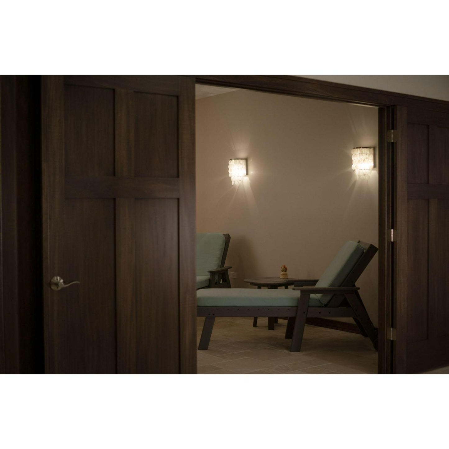 Elsa 1 Light Satin Nickel Capiz Shell Coastal Bathroom Wall Fixture