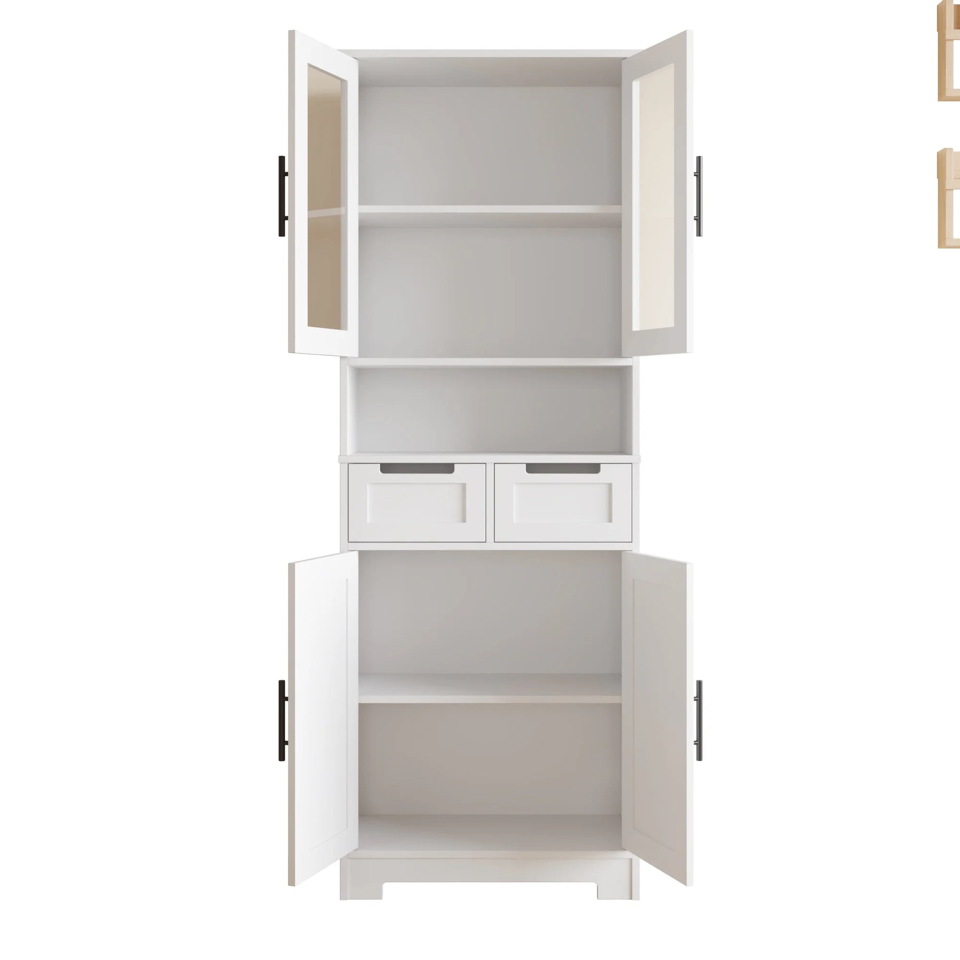 UBesGoo Tall Bathroom Cabinet Storage with 4 Doors & 2 Drawers, Wooden Kitchen Hutch, Large Display Cabinet, White