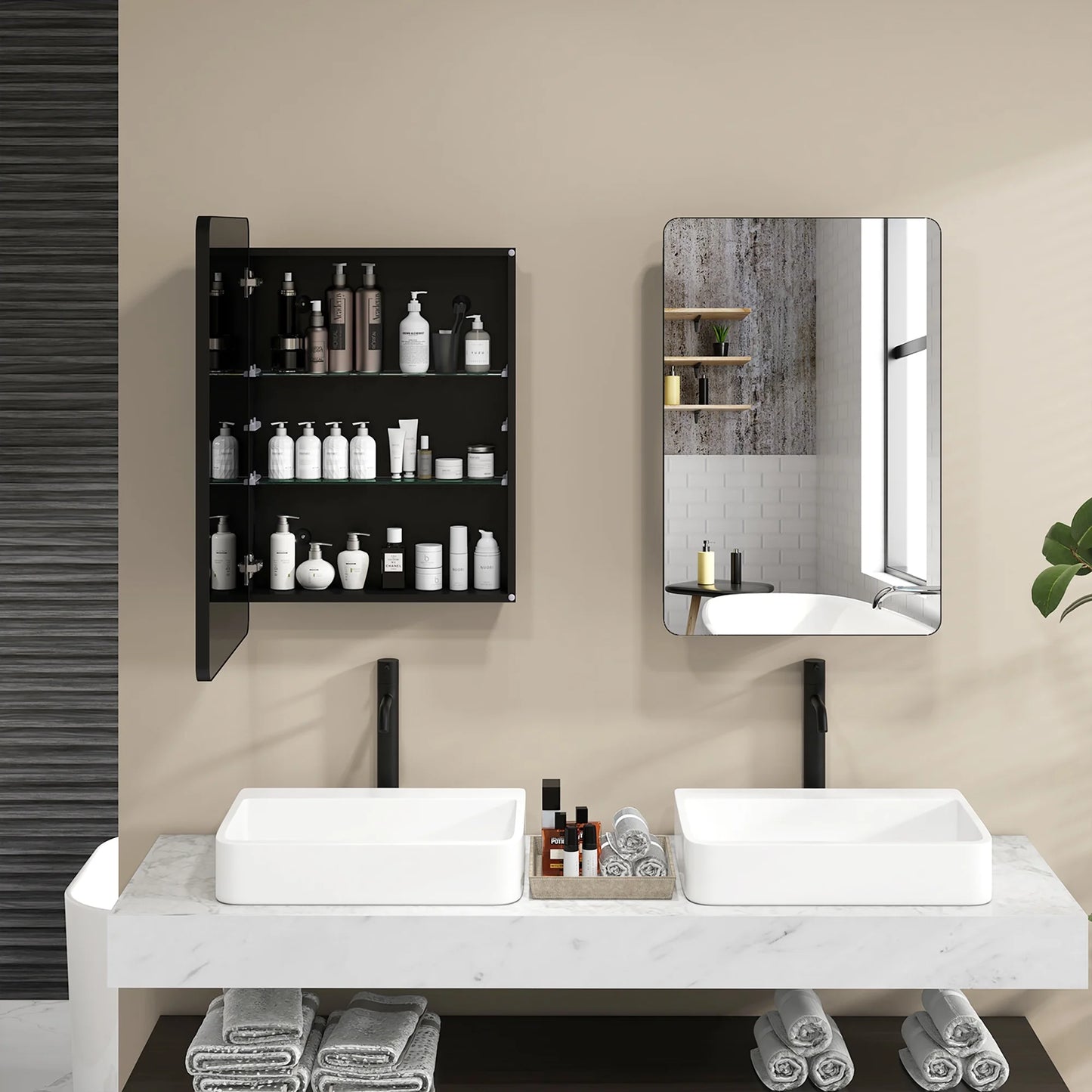 Gymax 20 x30 Inch Bathroom Mirror Cabinet w/Aluminum Frame Adjustable Shelves