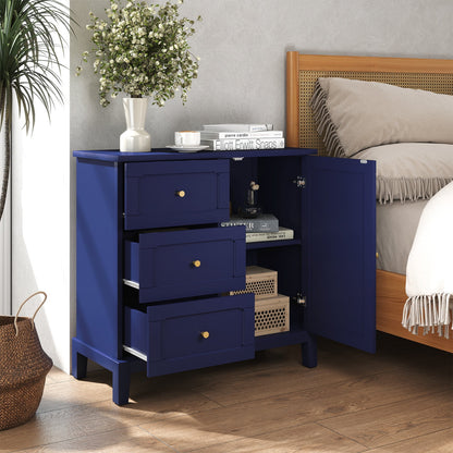 CBJCBJ 31.7"Storage Cabinet, Classical 3 Drawers & 1 Door Design with Gold-Tone Handles, Multi-Use Organizer for Living Room, Kitchen, BathroomBLUE)