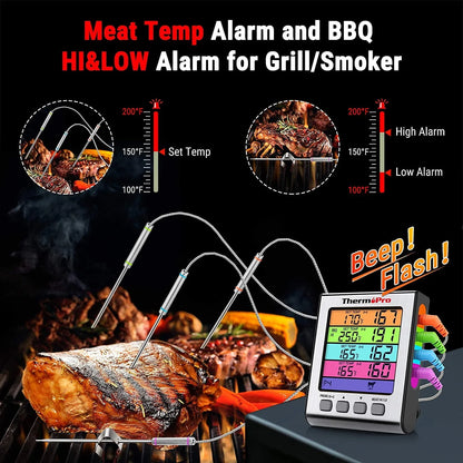 ThermoPro TP17H Colour LCD Display Cooking Thermometer with 4 Temperature Probes