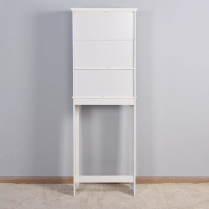 Ktaxon 67"H Over The Toilet Storage, Bathroom Space Saver, Bathroom Cabinet with Double Door & Adjustable Shelves, White