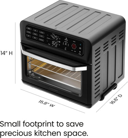 Chefman 12-in-1 Air Fryer Oven Combo w/Probe Thermometer, 20 Qt Capacity - Black Stainless Steel, New