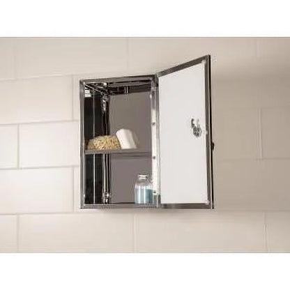 Croydex Trent Lockable Bathroom Storage Medicine Cabinet, Stainless Steel (15.7 x 9.8 in)