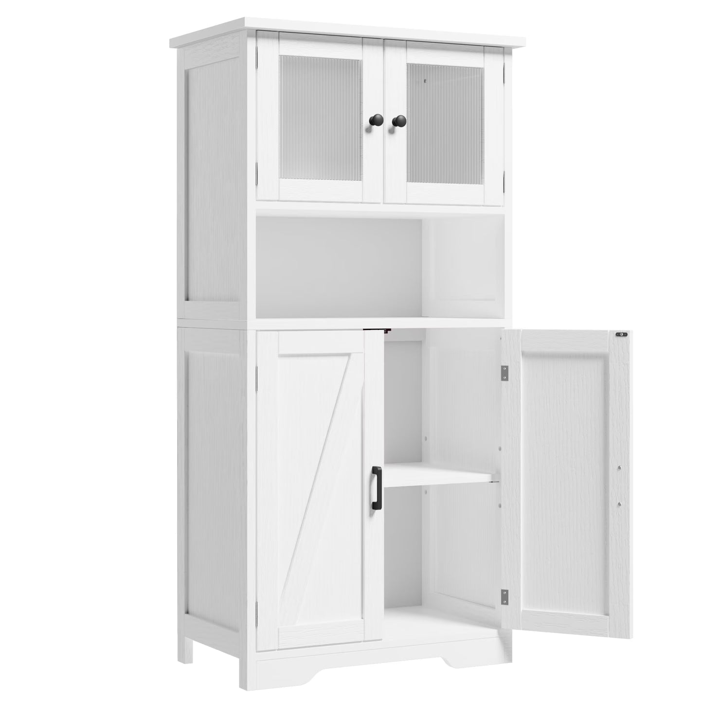 Kitchen Pantry Storage Cabinet with Doors and Shelves, 50.4" Freestanding Pantry Cabinets, Wooden Cupboard, Large Floor Cabinet for Bathroom, Kitchen, Dining Room, Living Room, Rustic Brown