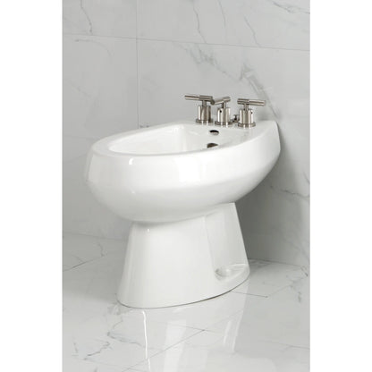 Kingston Brass KB6320KNL Convergent Three-Handle Bidet Faucet with Knurled Handle and Brass Pop-Up, Matte Black