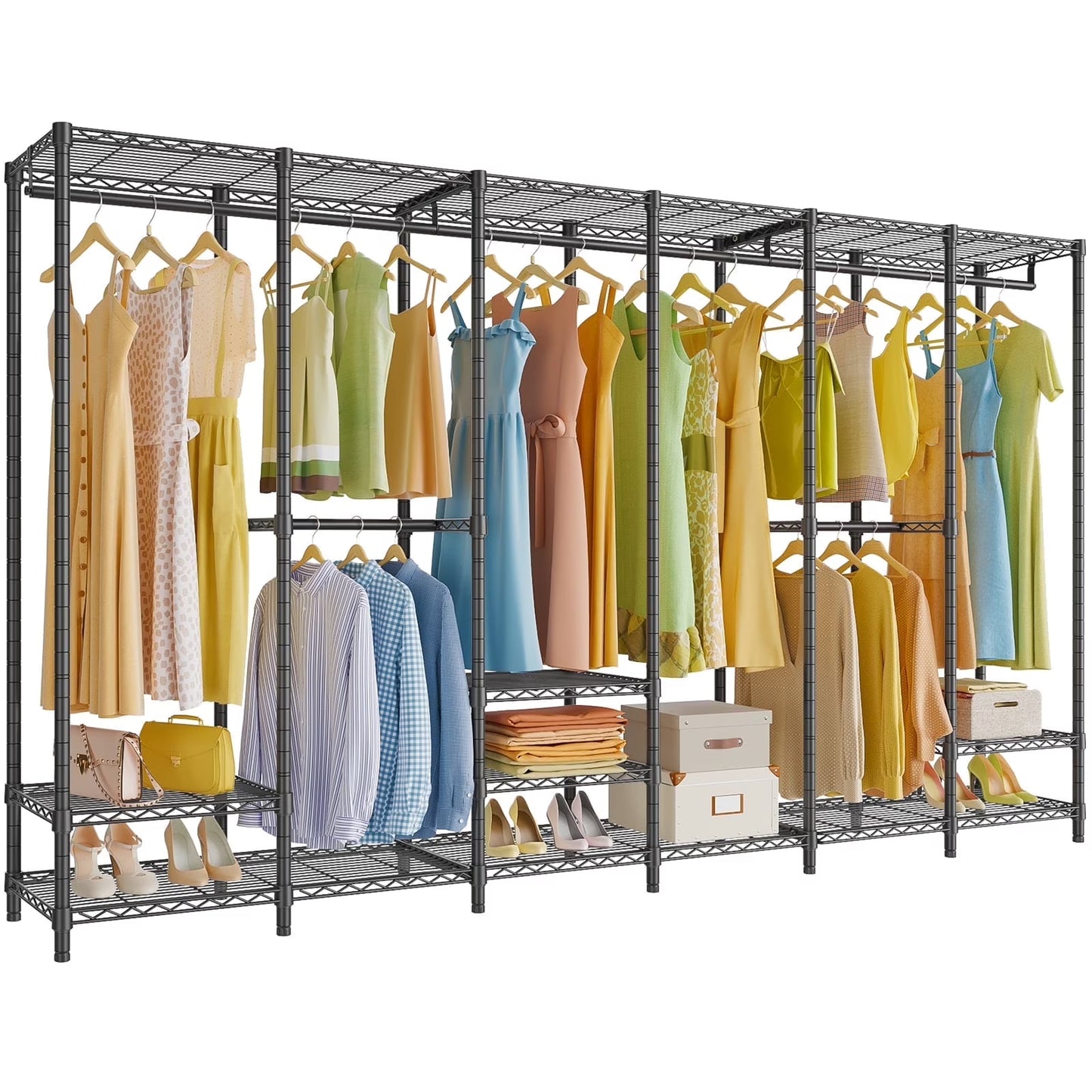 VIPEK V60 Extra Large Portable Closet Rack Heavy Duty Clothing Rack for Hanging Clothes Freestanding Wardrobe Closet, Metal Closet for Bedroom Storage Organizer, Load 1620lbs, Black