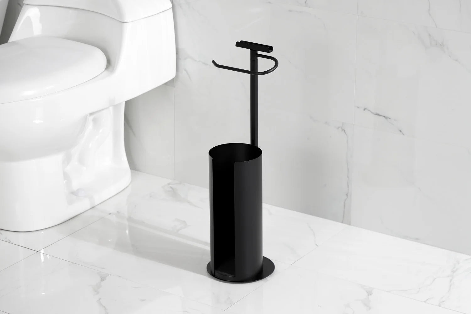 Kingston Brass Continental Freestanding Toilet Paper Holder with Roll Storage and Phone Stand Polished Chrome