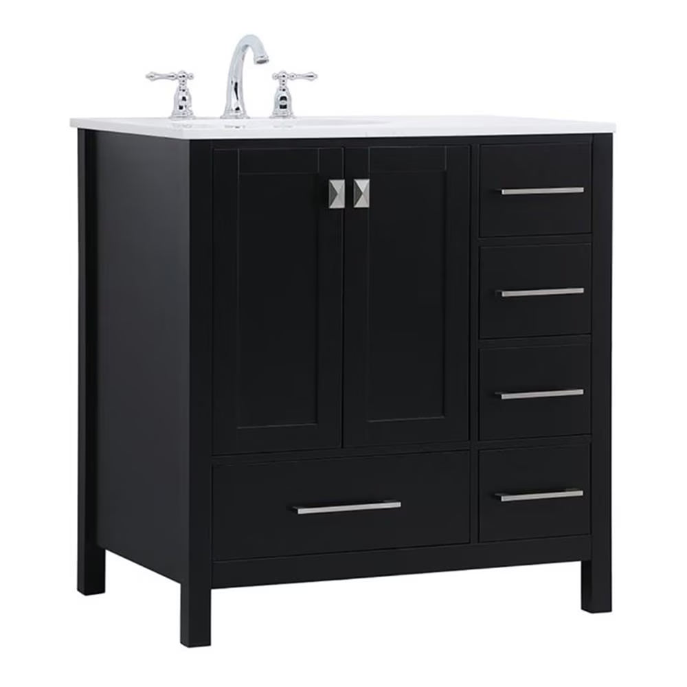 Elegant Decor Irene 32" Solid Wood and Stone Single Bathroom Vanity in White