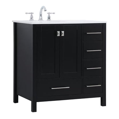 Elegant Decor Irene 32" Solid Wood and Stone Single Bathroom Vanity in White