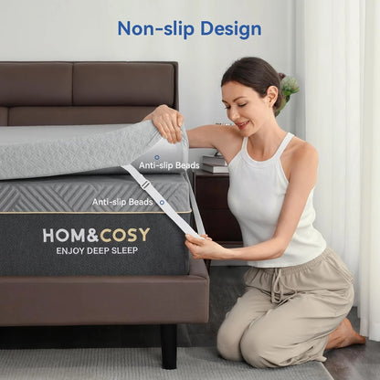 Extra Firm Mattress Topper Queen Size, 4 Inch Reversible Firm Memory Foam Bed Topper for Pain Relief, High-Density Mattress Pad with Removable Cover, CertiPUR-US Certified, No Smell