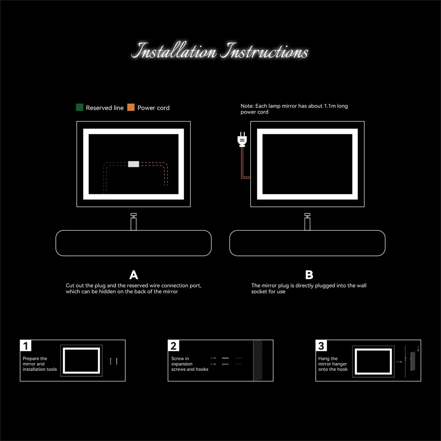 Ktaxon Anti-fog Wall Mounted Lighted Vanity Mirror LED Bathroom Mirror Anti Fog and IP67 Waterproof, Rectangle 40"x24" Silver