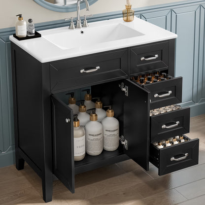 Euroco 36" Bathroom Vanity with Sink,Drawers, Solid Frame and MDF Board