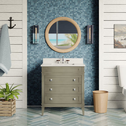 Eleanor 30" Bathroom Vanity with White Cabinet and Carrara Marble Top