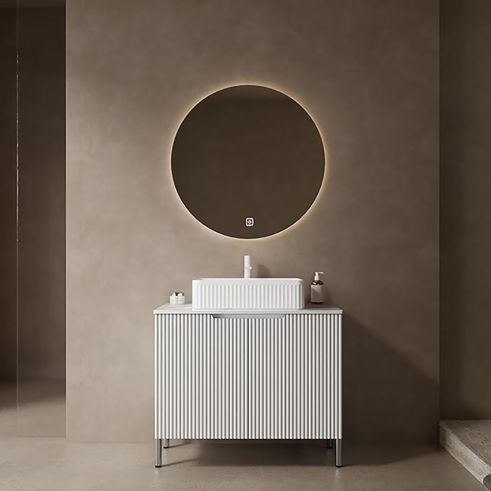 MIDOQIN 30" Bathroom Vanity with Sink, Freestanding Bathroom Storage Cabinet with 2 Doors & Ceramic Basin Bathroom Vanity Cabinet