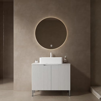 MIDOQIN 30" Bathroom Vanity with Sink, Freestanding Bathroom Storage Cabinet with 2 Doors & Ceramic Basin Bathroom Vanity Cabinet