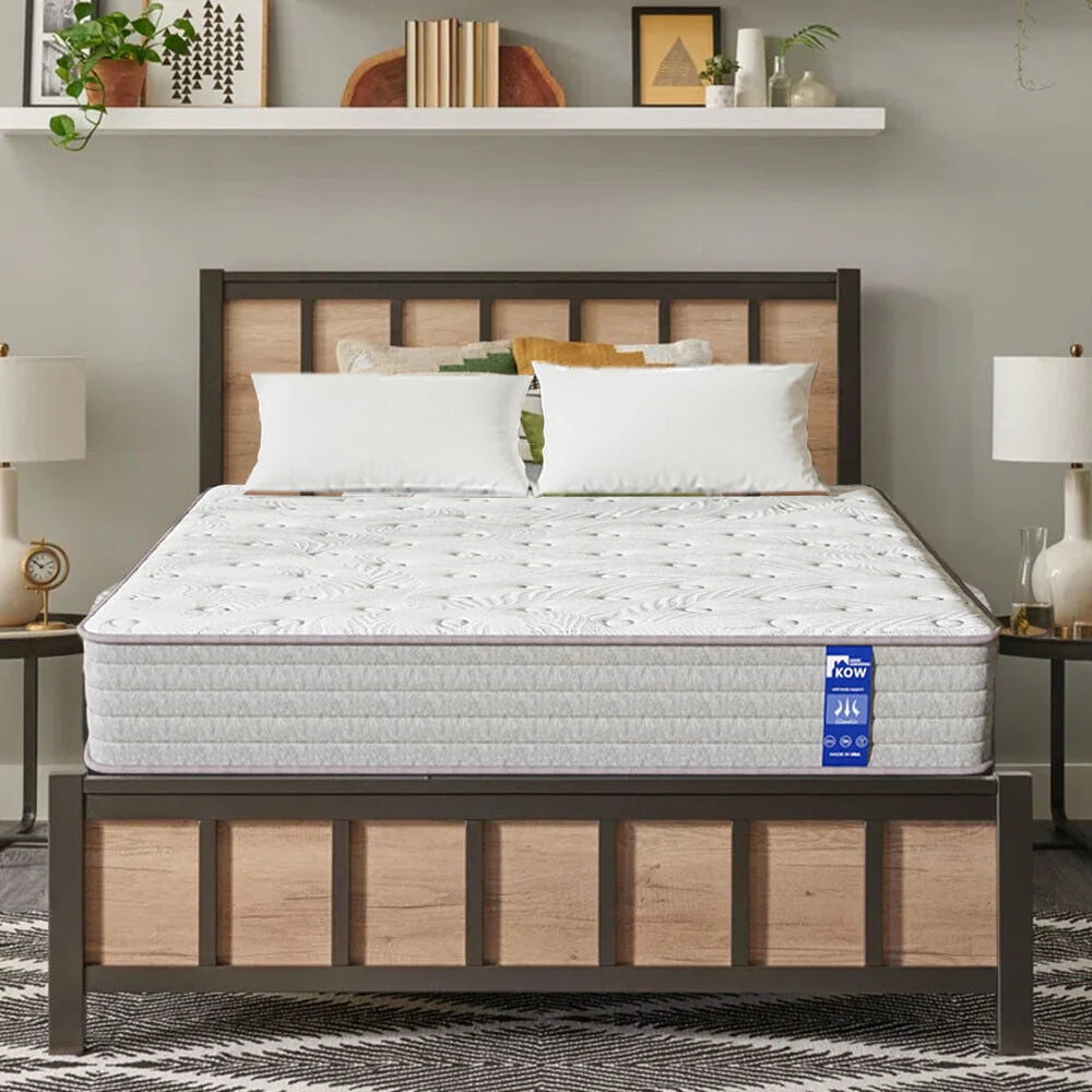 KOW® 12 inch Queen Size Gel Memory Foam Mattress in a box,Medium Firm,Pressure Relief,5 Zones Support,Egde Support