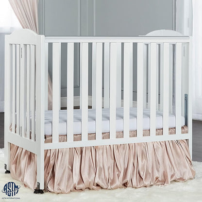 Dream On Me 2-in-1 Folding Portable Mini Crib in White. Mattress Pad Included. Easy to Fold and Store Baby Crib. Two Adjustable Mattress Height positions Convertible Crib
