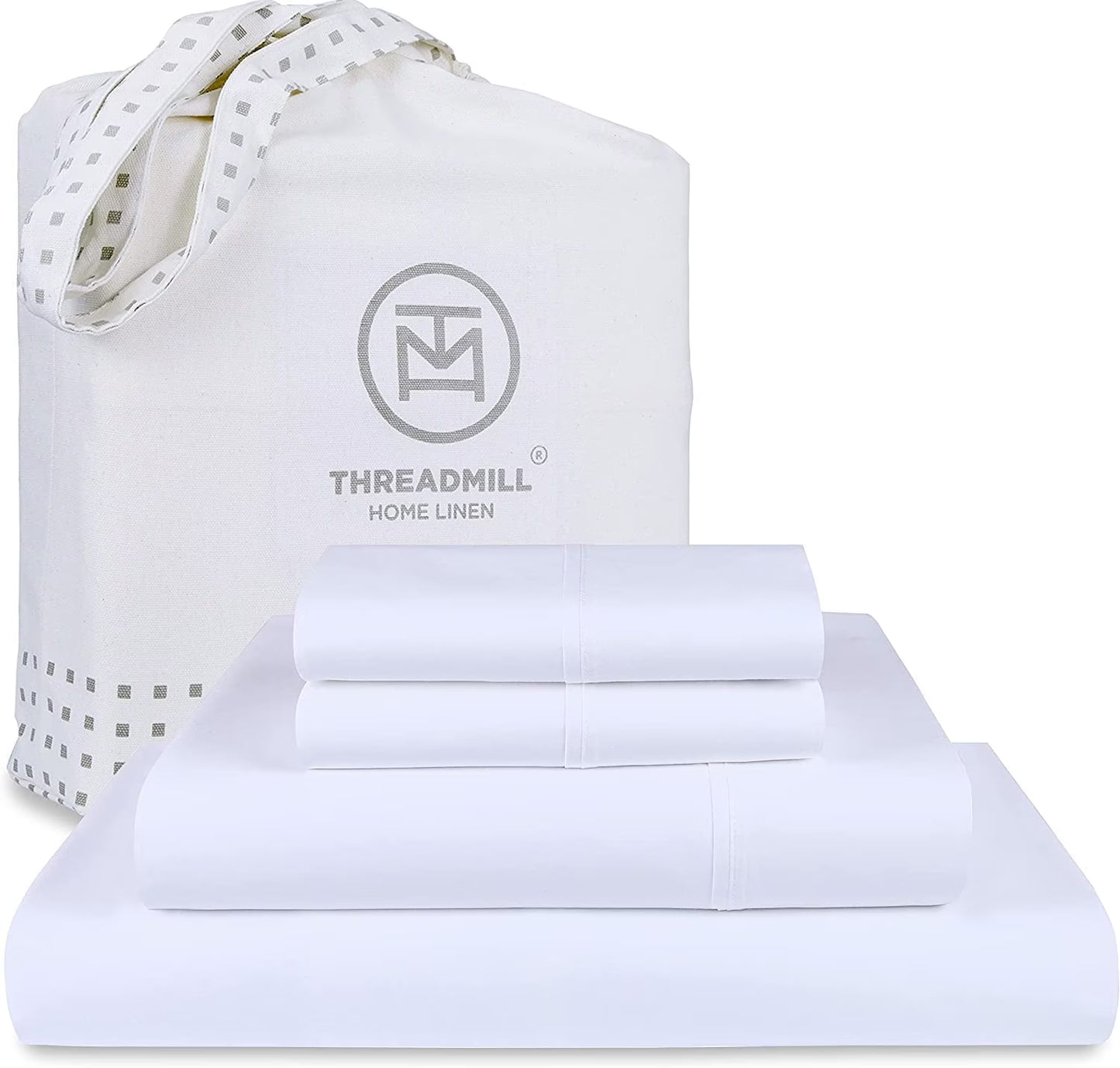 Threadmill Home Linen Luxury Supima Cotton 4-Piece 1200 Thread Count Bed Sheet Set, Full, Deep Pocket, Off-White Solid
